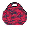 Red Pink And Black Camouflage Print Neoprene Lunch Bag
