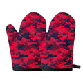Red Pink And Black Camouflage Print Oven Mitts