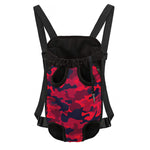 Red Pink And Black Camouflage Print Pet Carrier Backpack