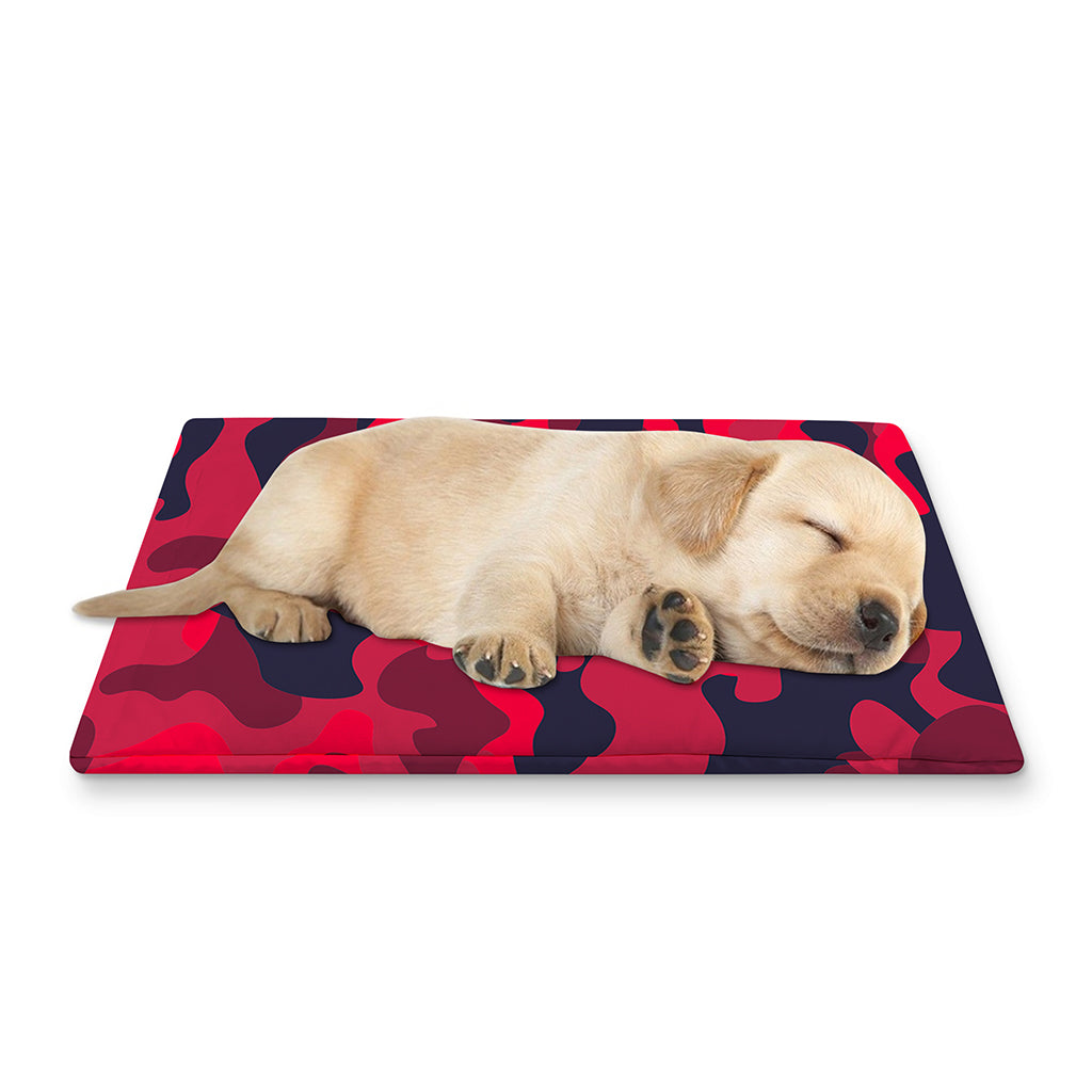 Red Pink And Black Camouflage Print Pet Cooling Mat Cover