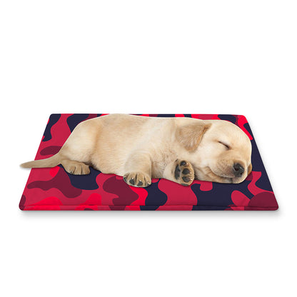 Red Pink And Black Camouflage Print Pet Cooling Mat Cover