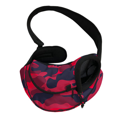 Red Pink And Black Camouflage Print Pet Sling Carrier