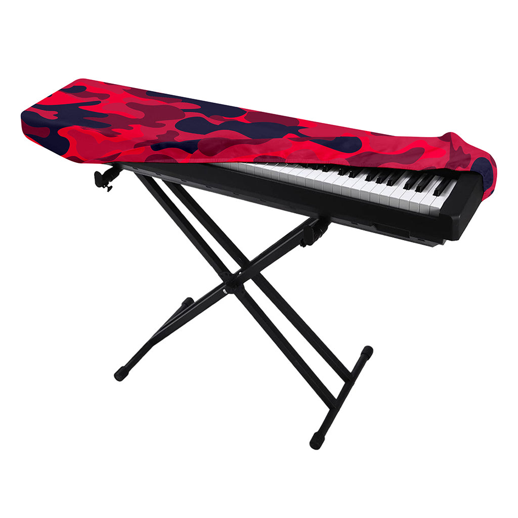 Red Pink And Black Camouflage Print Piano Keyboard Cover