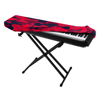 Red Pink And Black Camouflage Print Piano Keyboard Cover