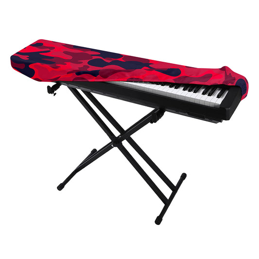 Red Pink And Black Camouflage Print Piano Keyboard Cover