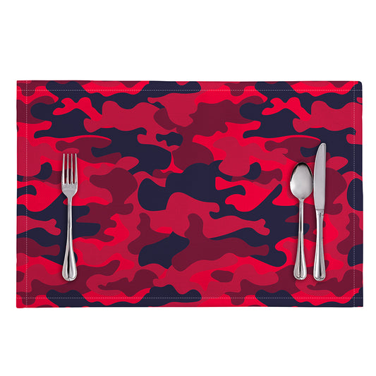 Red Pink And Black Camouflage Print Placemat