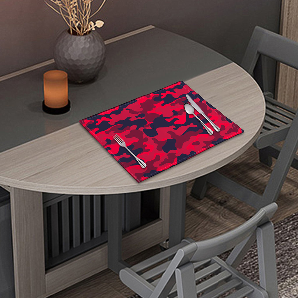 Red Pink And Black Camouflage Print Placemat