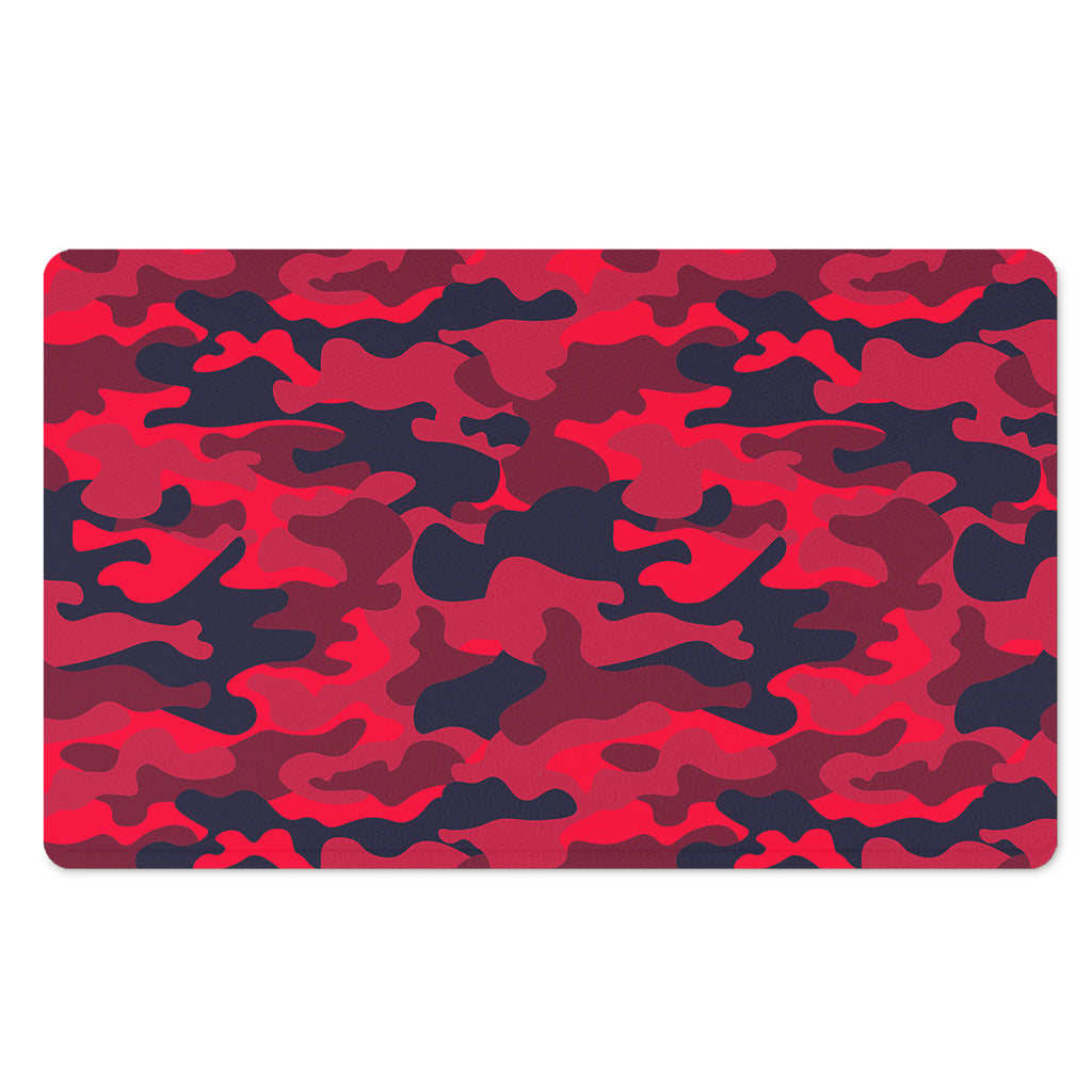 Red Pink And Black Camouflage Print Polyester Doormat