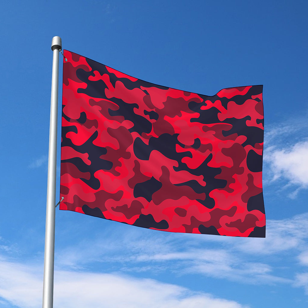 Red Pink And Black Camouflage Print Polyester Flag