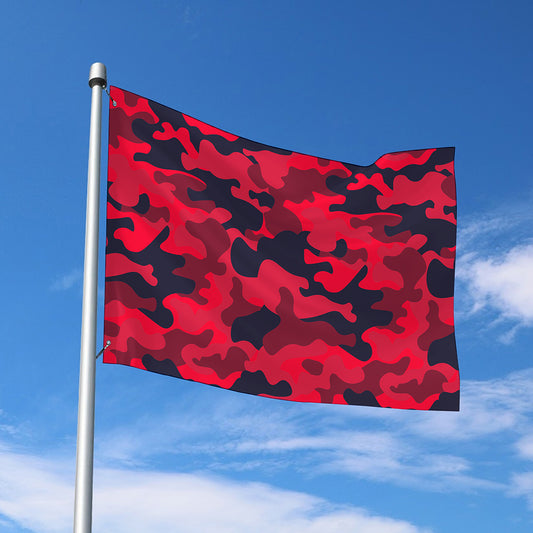 Red Pink And Black Camouflage Print Polyester Flag