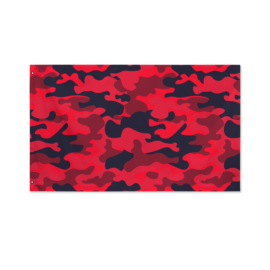 Red Pink And Black Camouflage Print Polyester Flag