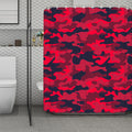 Red Pink And Black Camouflage Print Polyester Shower Curtain