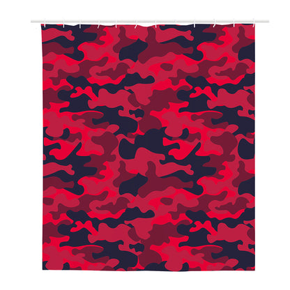 Red Pink And Black Camouflage Print Polyester Shower Curtain