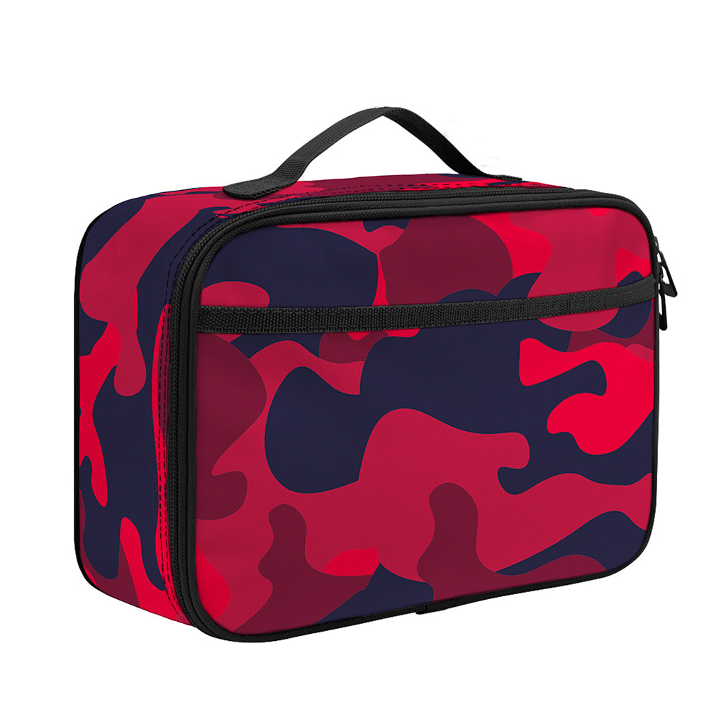 Red Pink And Black Camouflage Print Portable Lunch Bag