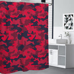 Red Pink And Black Camouflage Print Premium Shower Curtain