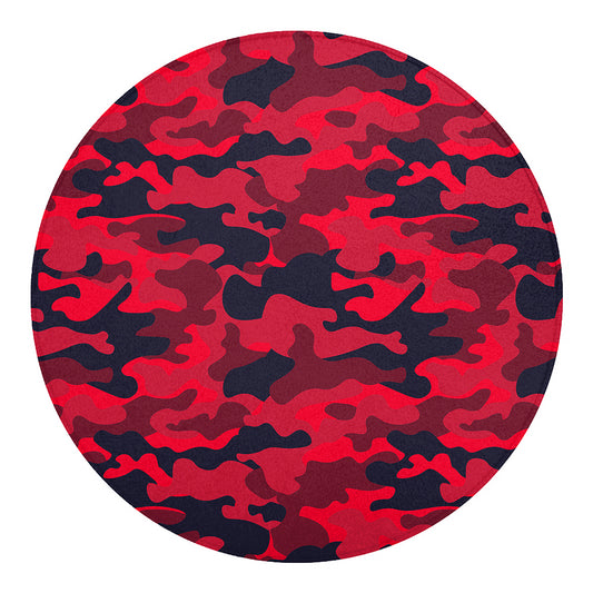 Red Pink And Black Camouflage Print Round Blanket