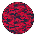 Red Pink And Black Camouflage Print Round Floor Mat