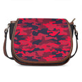 Red Pink And Black Camouflage Print Saddle Bag
