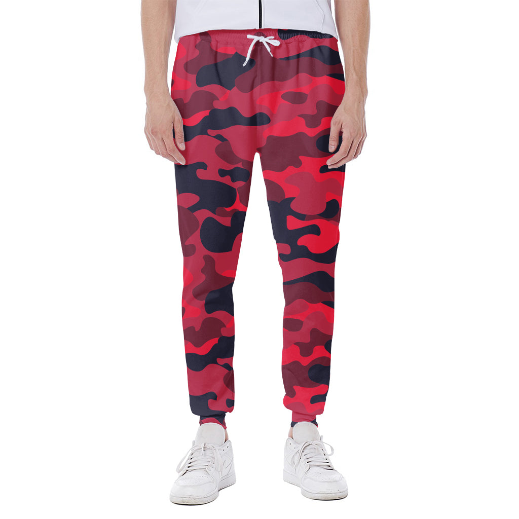 Red Pink And Black Camouflage Print Scuba Joggers