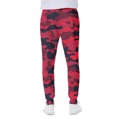 Red Pink And Black Camouflage Print Scuba Joggers