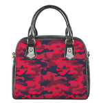 Red Pink And Black Camouflage Print Shoulder Handbag