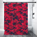 Red Pink And Black Camouflage Print Shower Curtain