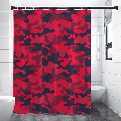 Red Pink And Black Camouflage Print Shower Curtain