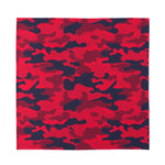Red Pink And Black Camouflage Print Silk Bandana