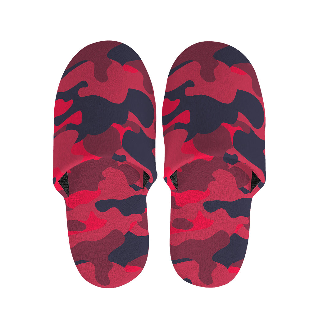 Red Pink And Black Camouflage Print Slippers