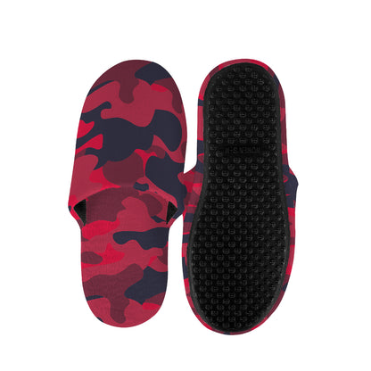 Red Pink And Black Camouflage Print Slippers