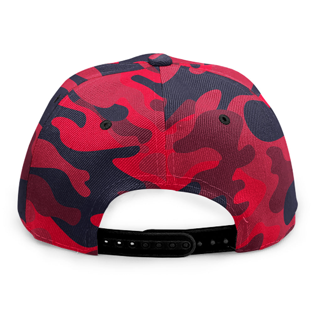 Red Pink And Black Camouflage Print Snapback Cap