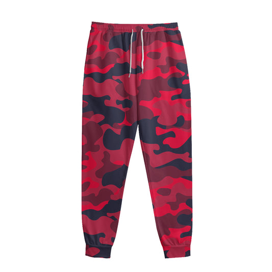 Red Pink And Black Camouflage Print Sweatpants