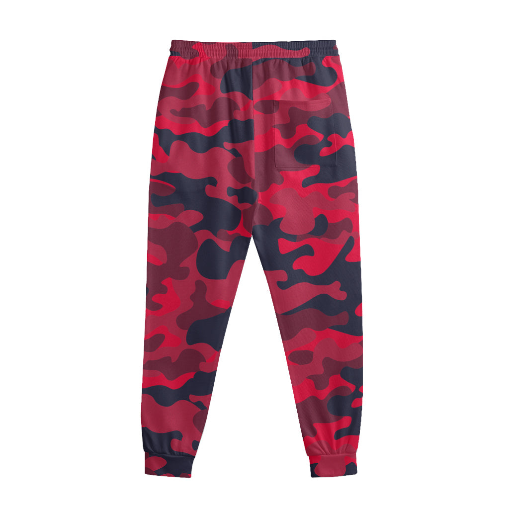 Red Pink And Black Camouflage Print Sweatpants