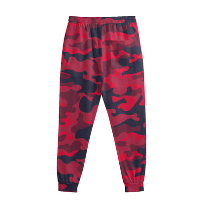 Red Pink And Black Camouflage Print Sweatpants