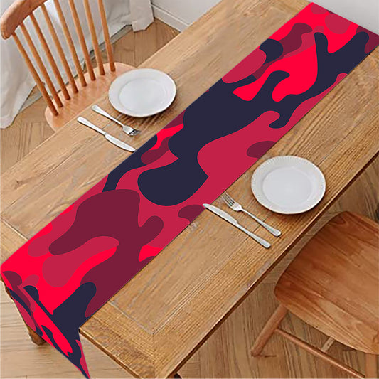 Red Pink And Black Camouflage Print Table Runner