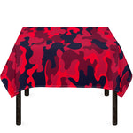 Red Pink And Black Camouflage Print Tablecloth