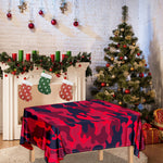 Red Pink And Black Camouflage Print Tablecloth