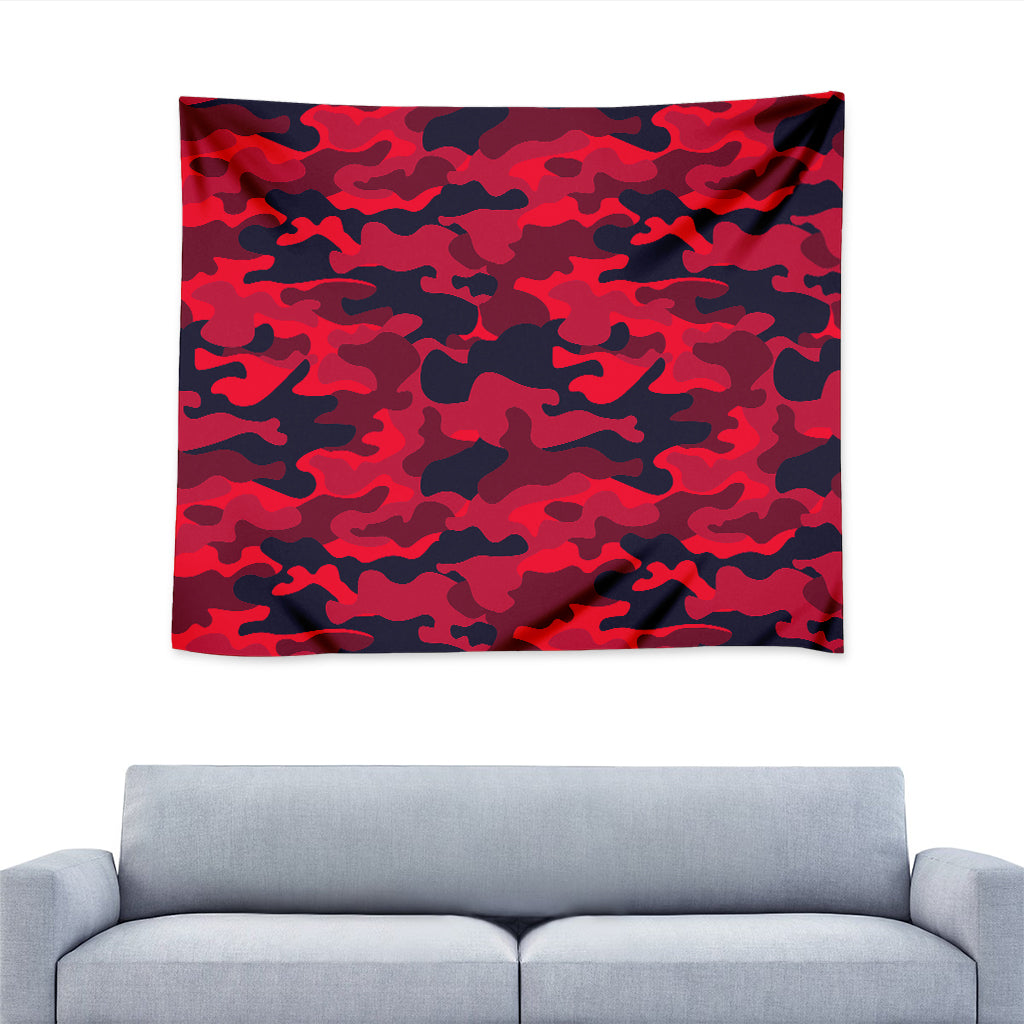 Red Pink And Black Camouflage Print Tapestry