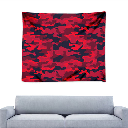 Red Pink And Black Camouflage Print Tapestry