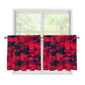 Red Pink And Black Camouflage Print Tier Curtains