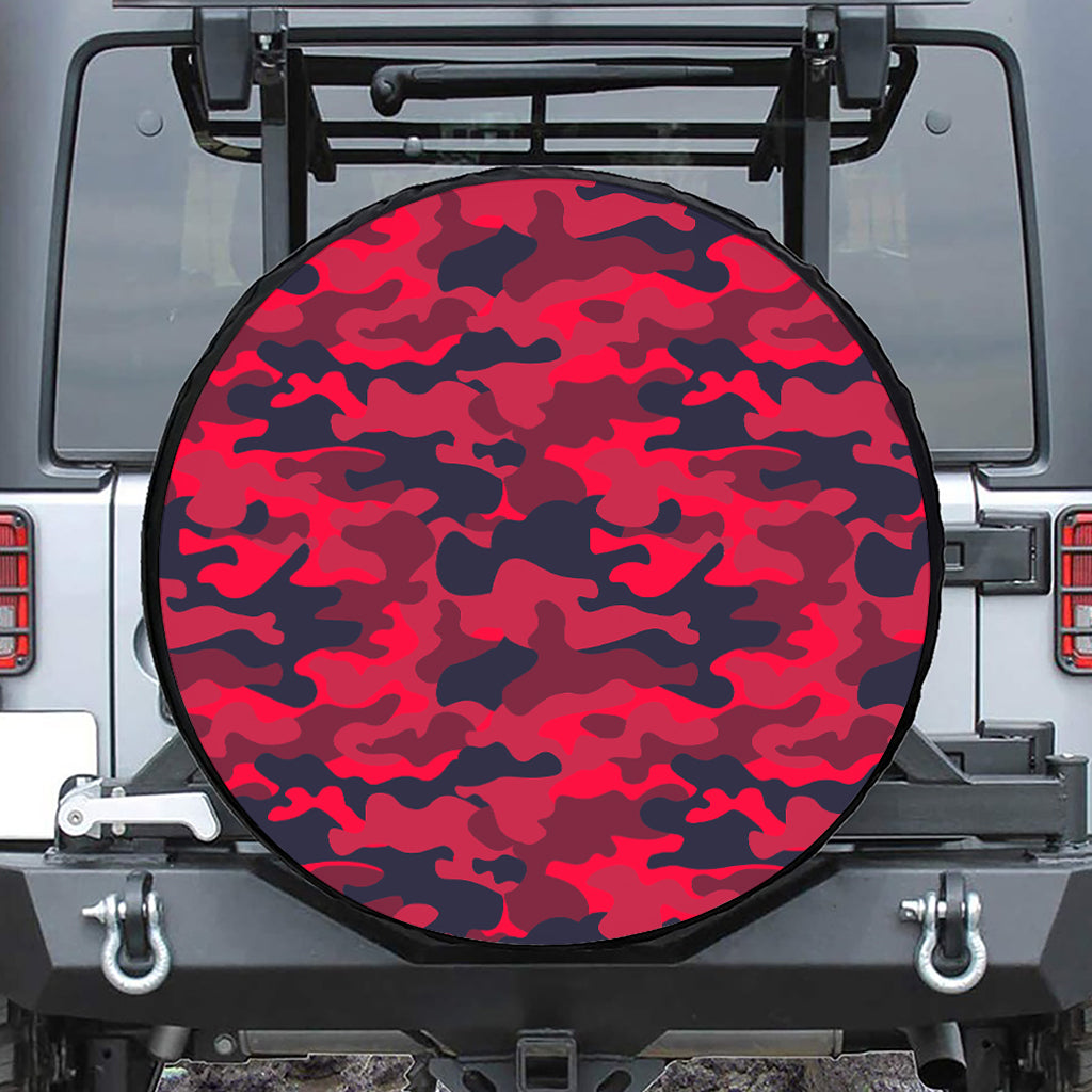 Red Pink And Black Camouflage Print Tire Cover
