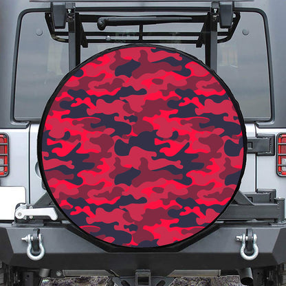 Red Pink And Black Camouflage Print Tire Cover