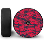 Red Pink And Black Camouflage Print Tire Cover With Camera Hole