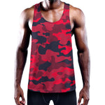Red Pink And Black Camouflage Print Training Tank Top