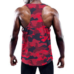 Red Pink And Black Camouflage Print Training Tank Top