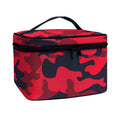 Red Pink And Black Camouflage Print Travel Makeup Bag