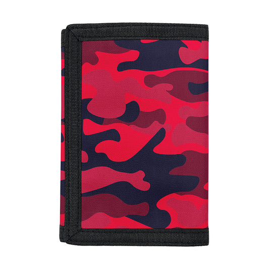 Red Pink And Black Camouflage Print Trifold Wallet