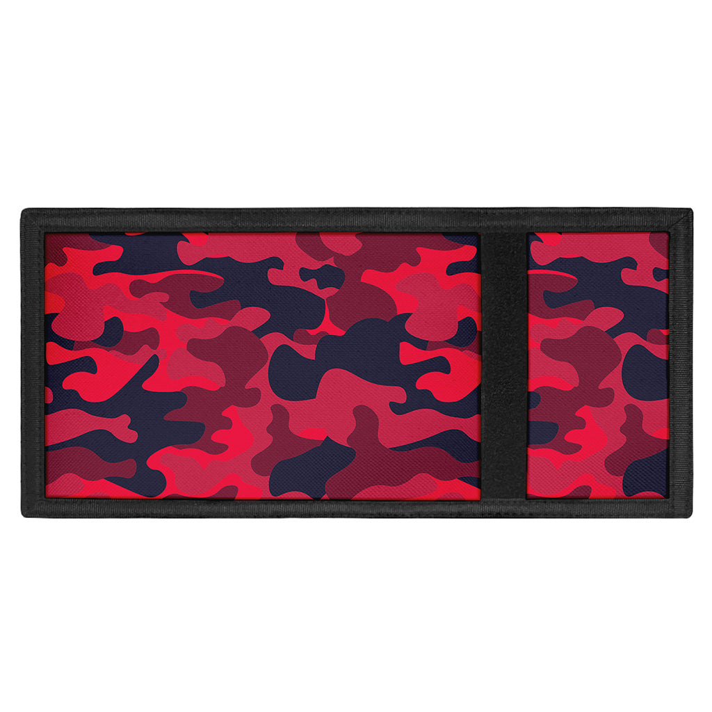 Red Pink And Black Camouflage Print Trifold Wallet