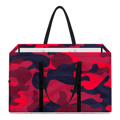 Red Pink And Black Camouflage Print Utility Tote Bag