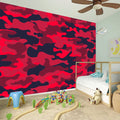 Red Pink And Black Camouflage Print Wall Sticker
